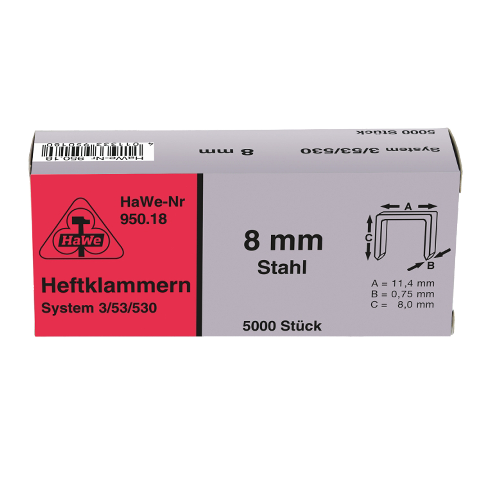 Hawe Klammern Typ 53 Stahl 8 Mm (1000 Stück)