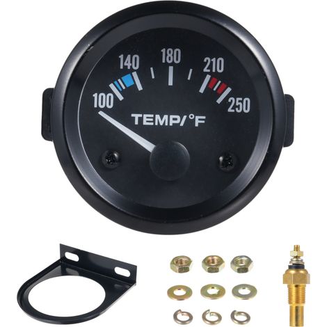 52 Mm (2 Zoll) Wassertemperaturanzeige, 12 V, Mit Sensor Und Weißer Led-hintergrundbeleuchtung, Messbereich 100, 250 °f (40, 120 °c), Für Auto, Lkw, Boot, Wohnmobil, Pkw Oder Quad.