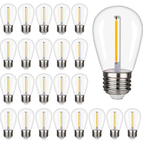 24er-packung S14 1w E26 2700k Led-lampen, Wasserdicht Für Den Außenbereich, Warmweiß