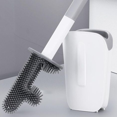 Toilettenbürste In Kaktusform, Silikon, Langer Griff, Flexibel, Rutschfest, F-förmige Halterung, Optimale Reinigung Der Toilettenschüssel Ohne Unzugängliche Ecken