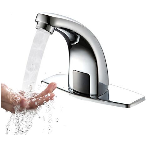 Automatischer, Berührungsloser Wasserhahn Mit Bewegungssensor, Batteriebetrieben, Intelligente Infrarotelektronik, 1-loch-anschluss, Integrierter Filter, Abdeckplatte, G1/2