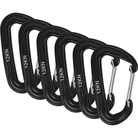 Set Mit 6 Extrem Robusten 12 Kn Karabinern Für Hängematten, Camping, Wandern Und Trekking.