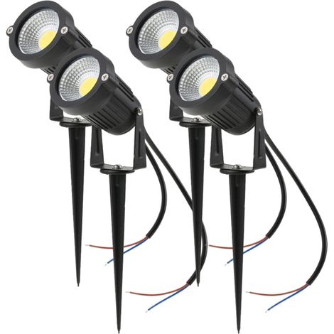 Set Mit 4 5w Cob Led-lampen Für Garten, Einfahrt Oder Wand, 12v Ac/dc, Dekorative Außenbeleuchtung, 500 Lm, Ultraheller Hochleistungs-spotlight, Weiß.
