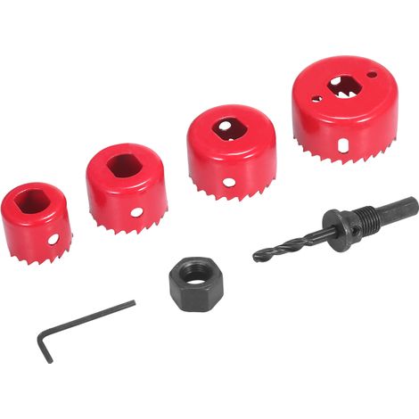 6-teiliges Bimetall-lochsägen-set, Sortiment Robuster Lochsägen Mit 4 Sägeblättern Von 32/38/44/54 Mm, 1 Spannfutter Und 1 Sechskantschlüssel Für Metall, Holz, Gipskarton, Pvc Und Kunststoff.