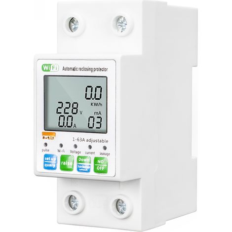 Tuya Wifi-schutzschalter Mit Automatischer Rücksetzung, 1-63a Intelligenter Leitungsschutzschalter, Lcd-display, Multimeter Zur Spannungs- Und Stromüberwachung, Überspannungs-, Unterspannungs- Und Feh