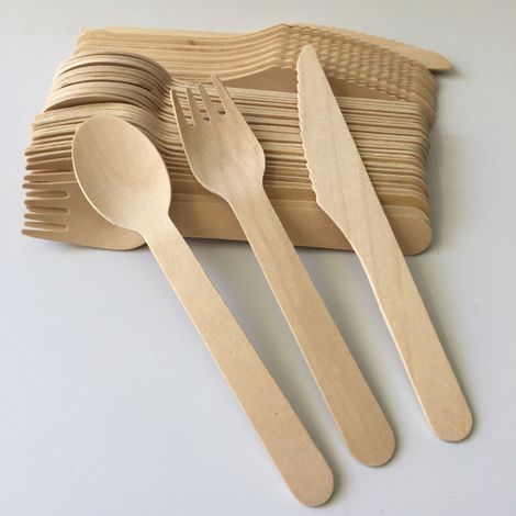 Set Mit 150 Holzbesteckteilen, 16,5 Cm Kompostierbares Besteck, 100 % Natürlicher Bambus, Biologisch Abbaubar, Für Den Außenbereich, Partys Und Mehr - Einweg-essbesteck