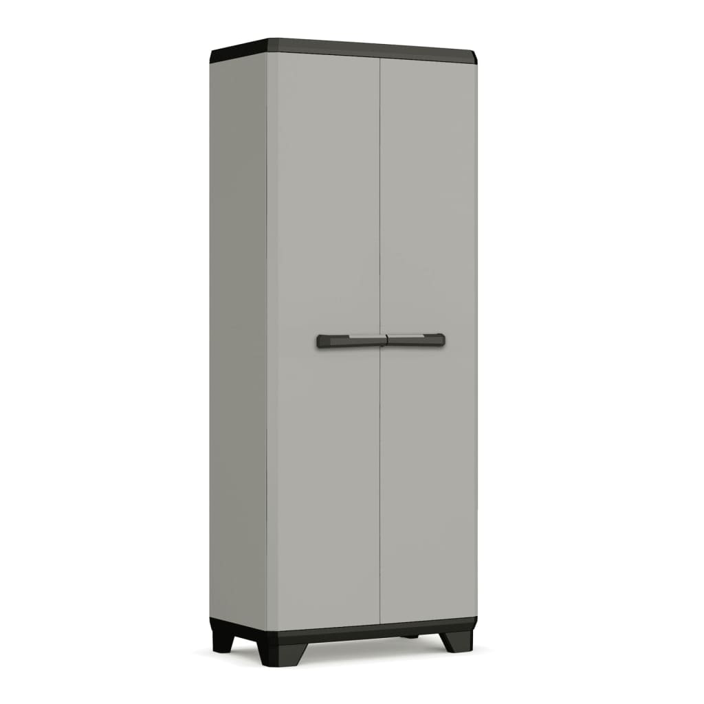 Keter Planet Hoher Besenschrank Mit 3 Regalen 173x68x39cm Schwarz/grau