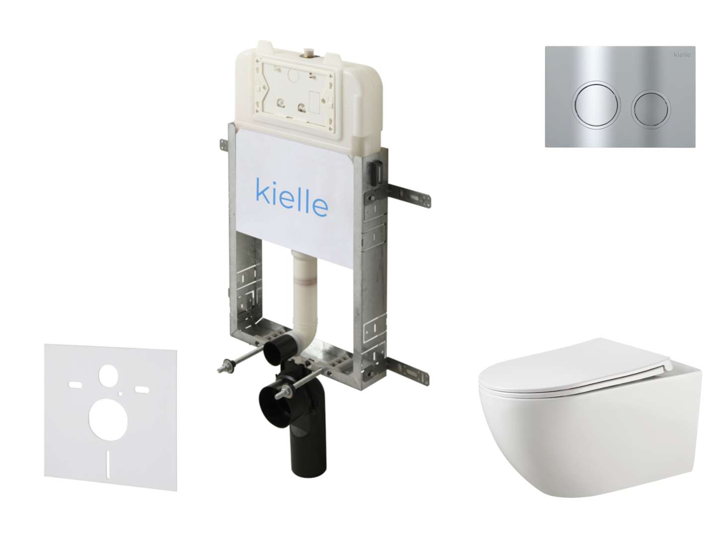 Kielle Genesis New - Set Vorwandinstallation, Wc Gaia, Rimless, Des Softclose-sitzes Und Der Betätigungsplatte Gemini New Ii, Hochglanzchrom 30528sz14
