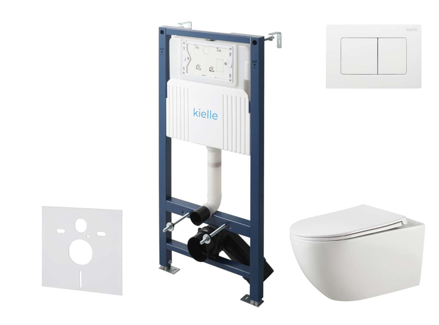 Kielle Genesis New - Set Vorwandinstallation, Wc Gaia, Rimless, Softclose-sitz Und Betätigungsplatte Gemini New Iii, Hochglanz Weiß 30528ss16