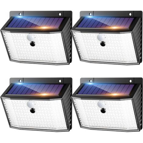 Nipify Solar-außenleuchten Mit Bewegungsmelder [4er-pack], Wasserdichte Solarleuchten, 3 Modi, Led-außenbeleuchtung Für Garten, Wand, Weg, Garage, Terrasse, Kaltweiß