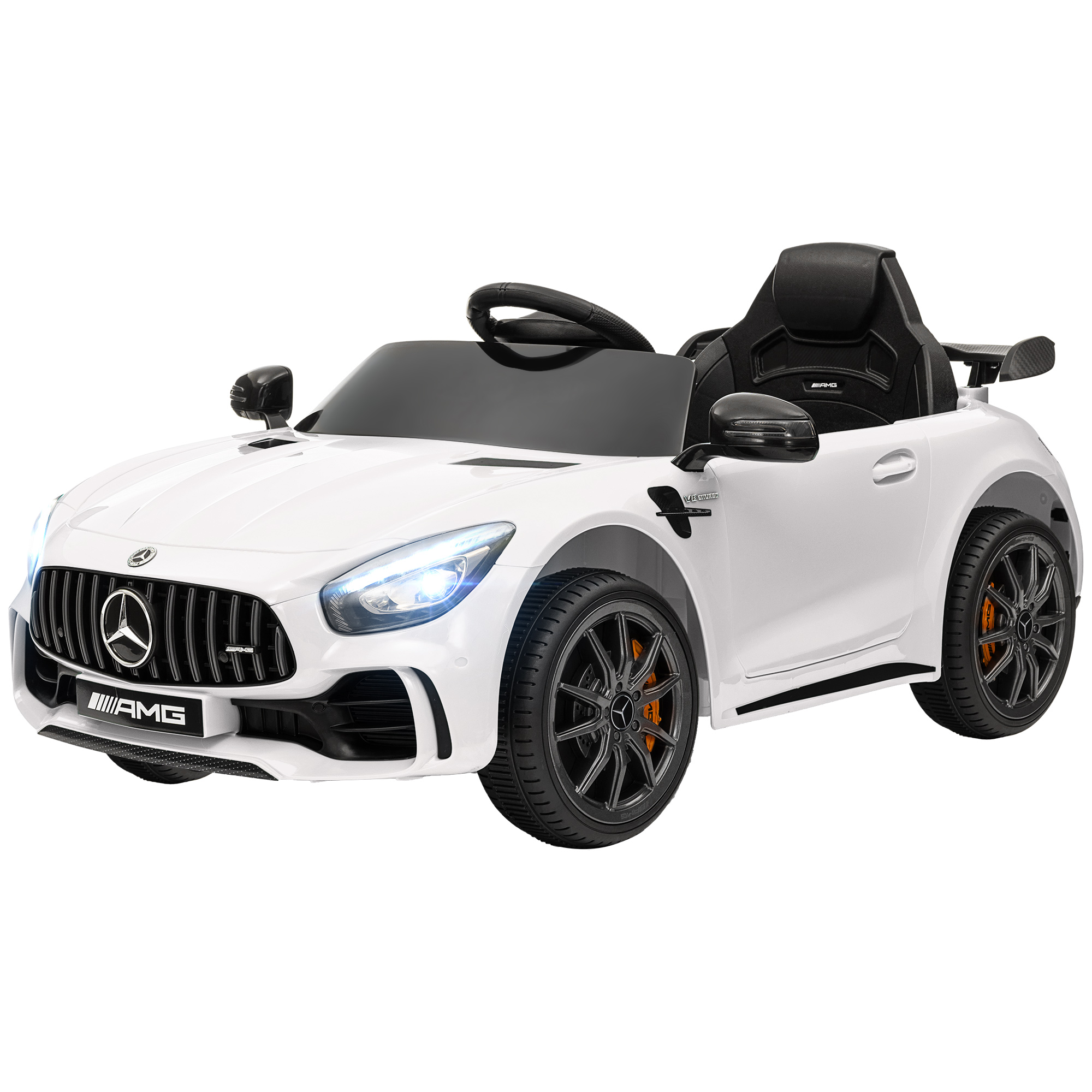 Mercedes Amg Gtr 12v Ferngesteuertes Elektroauto Für Kinder, 2,4 Ghz, Max. 5 Km/h, 108 X 67 X 46 Cm, Weiß