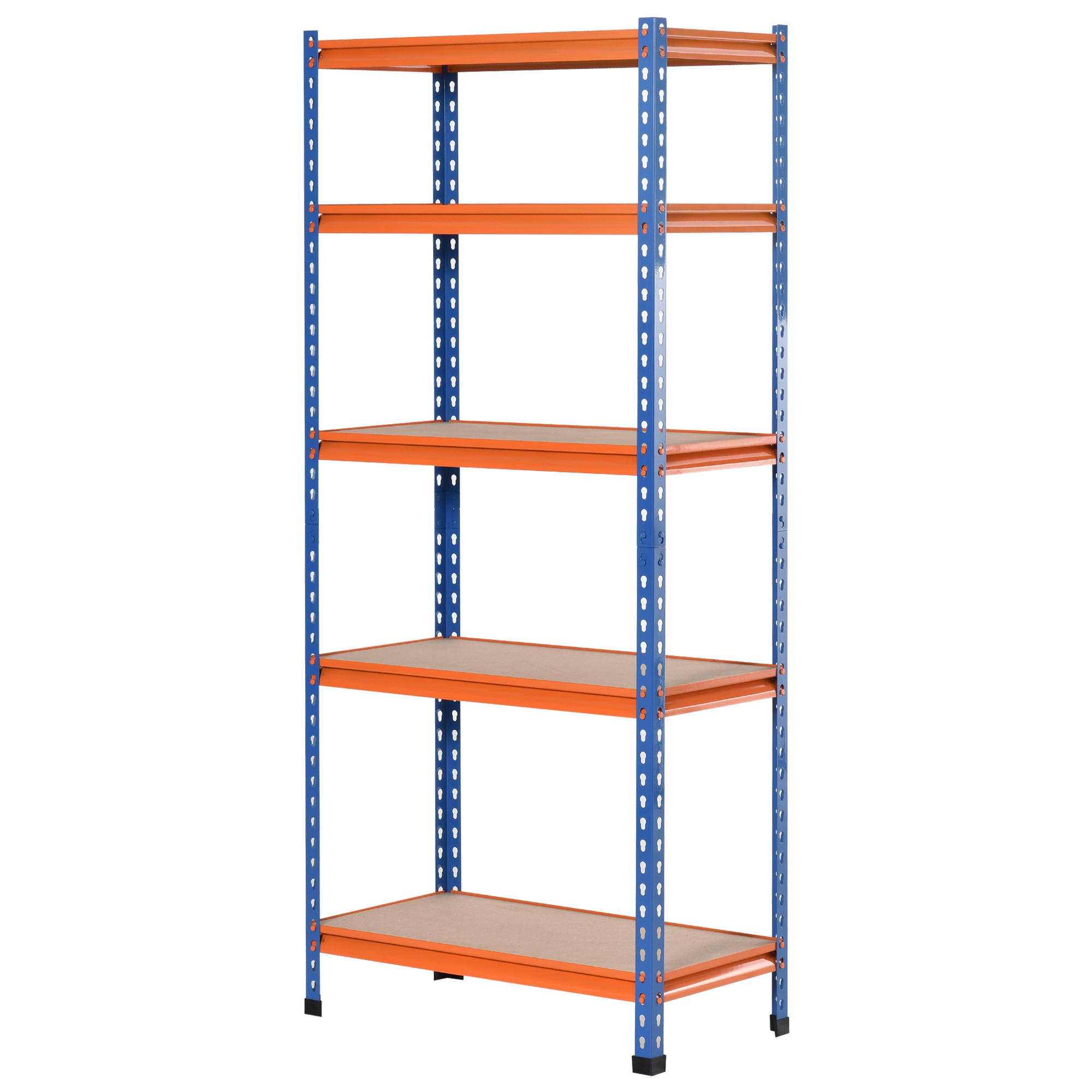 Metallregal Für Die Garage Mit 5 Ablagen, Tragkraft 1500 Kg, 80 X 40 X 182 Cm, Blau Und Orange