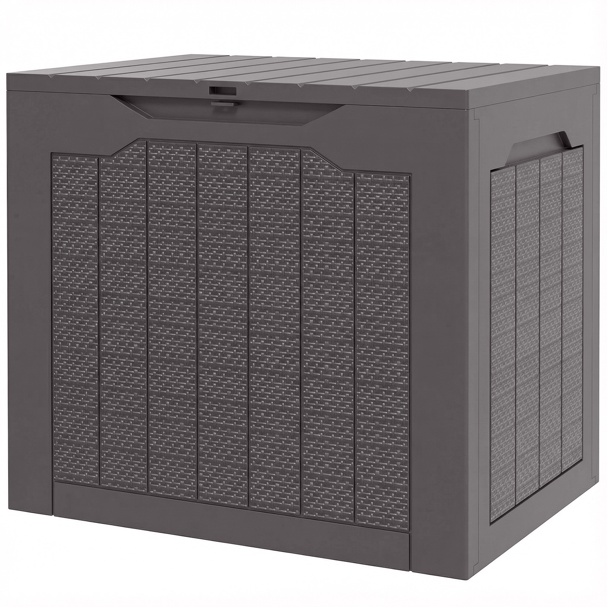 Aufbewahrungsbox Für Den Außenbereich, 93 L, Wasserdicht, 56 X 41 X 50 Cm, Braun, Mit Eingelassenen Griffen