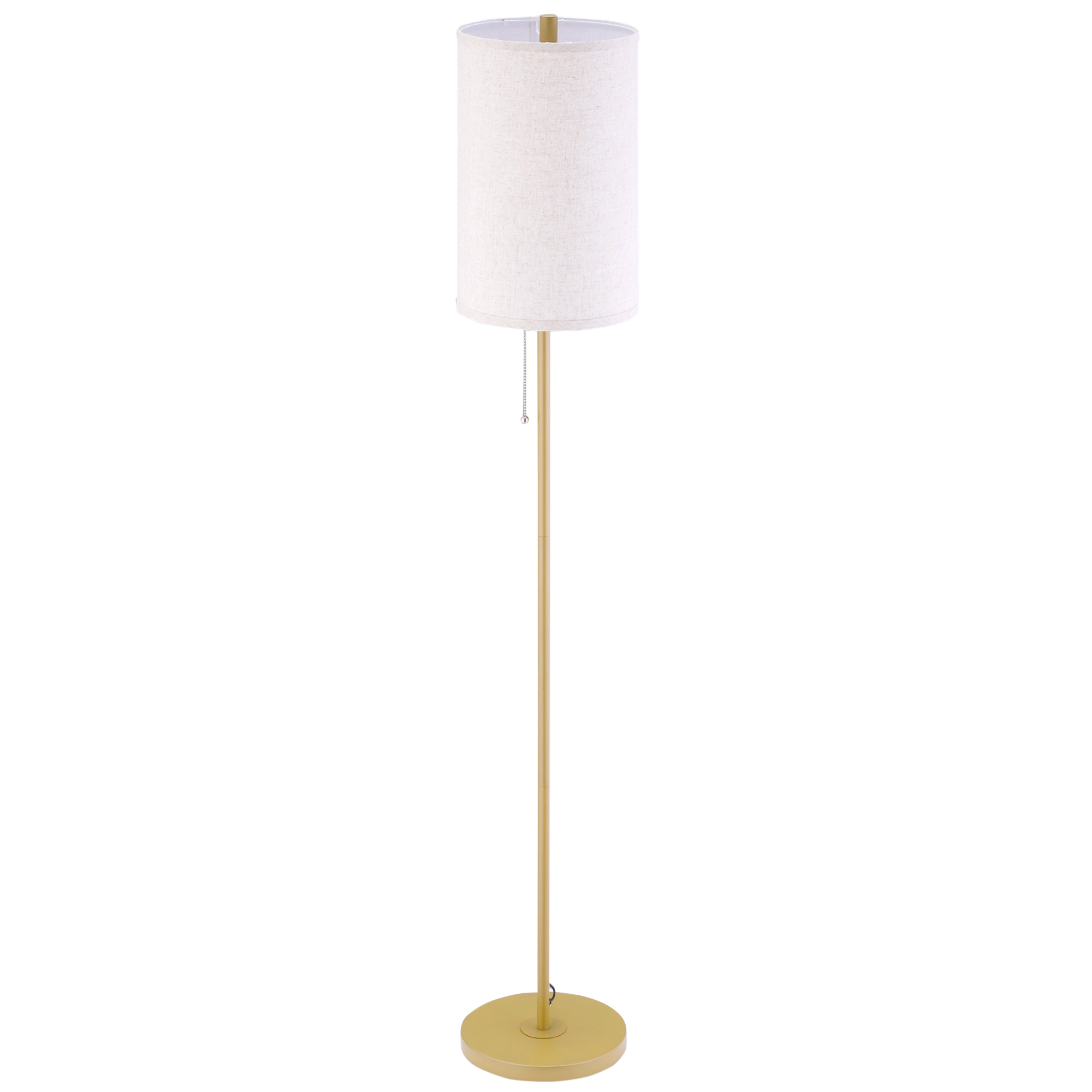 Designer-stehleuchte, Max. 40 W, Goldfarbener Stahlfuß, Cremefarbener Leinenschirm, 25,5 X 25,5 X 157 Cm, Goldbeige