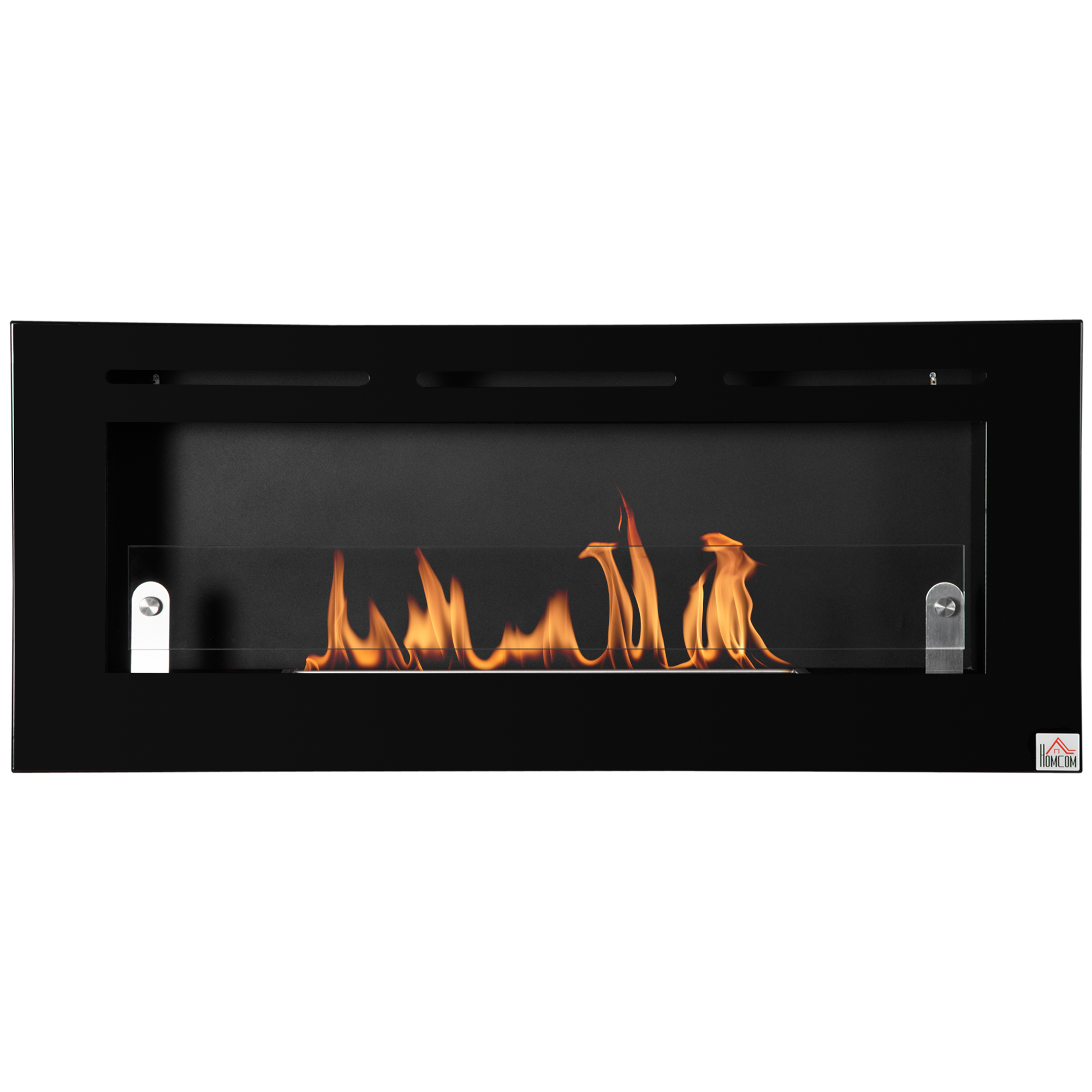 Homcom Einbau-wandkamin Mit Bioethanol, 2,8 L, Brenndauer 3,5 Stunden, Maße: 102 X 16 X 43 Cm, Geeignet Für Räume Von 25–30 M², Metall