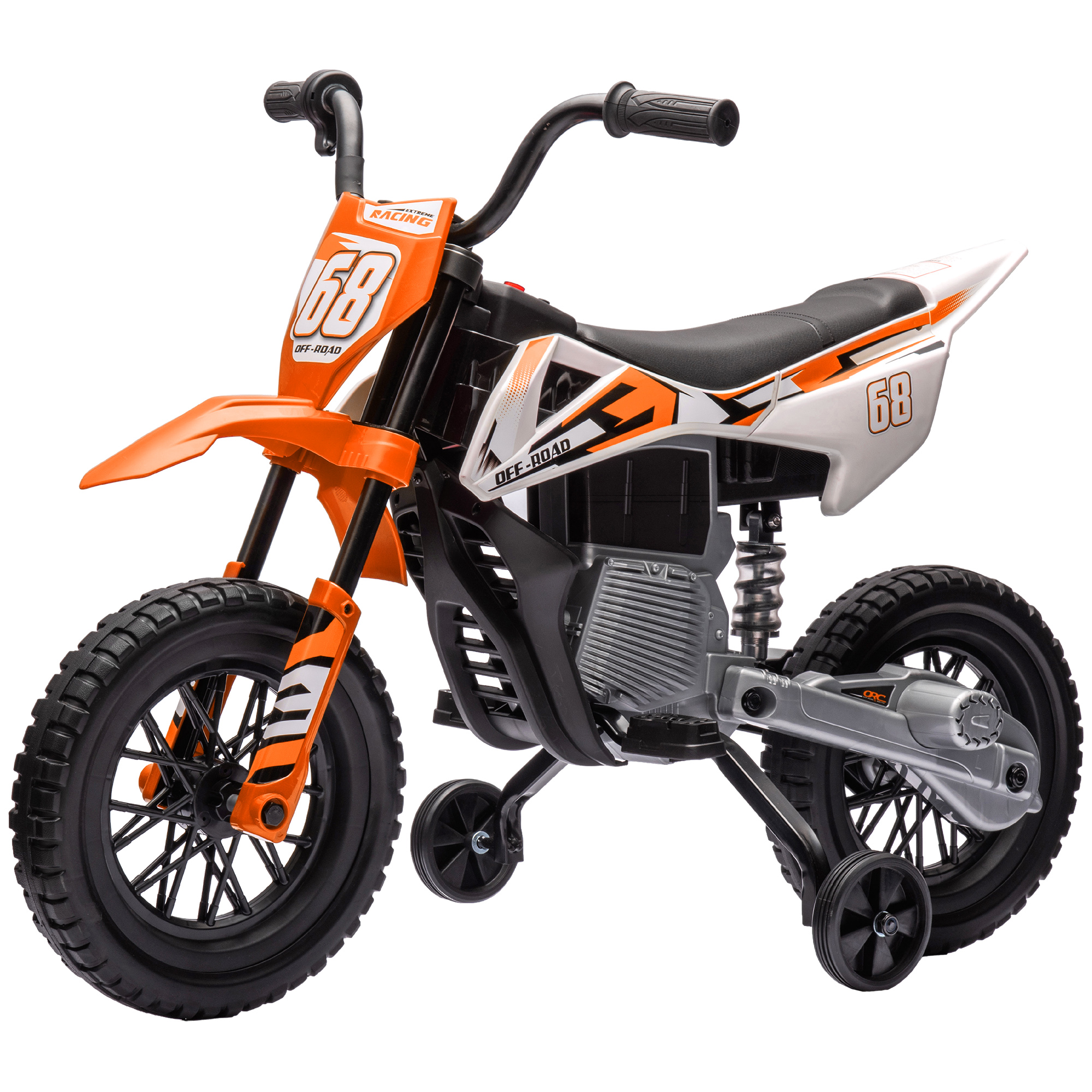 Elektromotorrad Für Kinder Von 3–6 Jahren, 12 V, 2 Motoren, 5 Km/h, 107 X 56 X 70 Cm, Orange