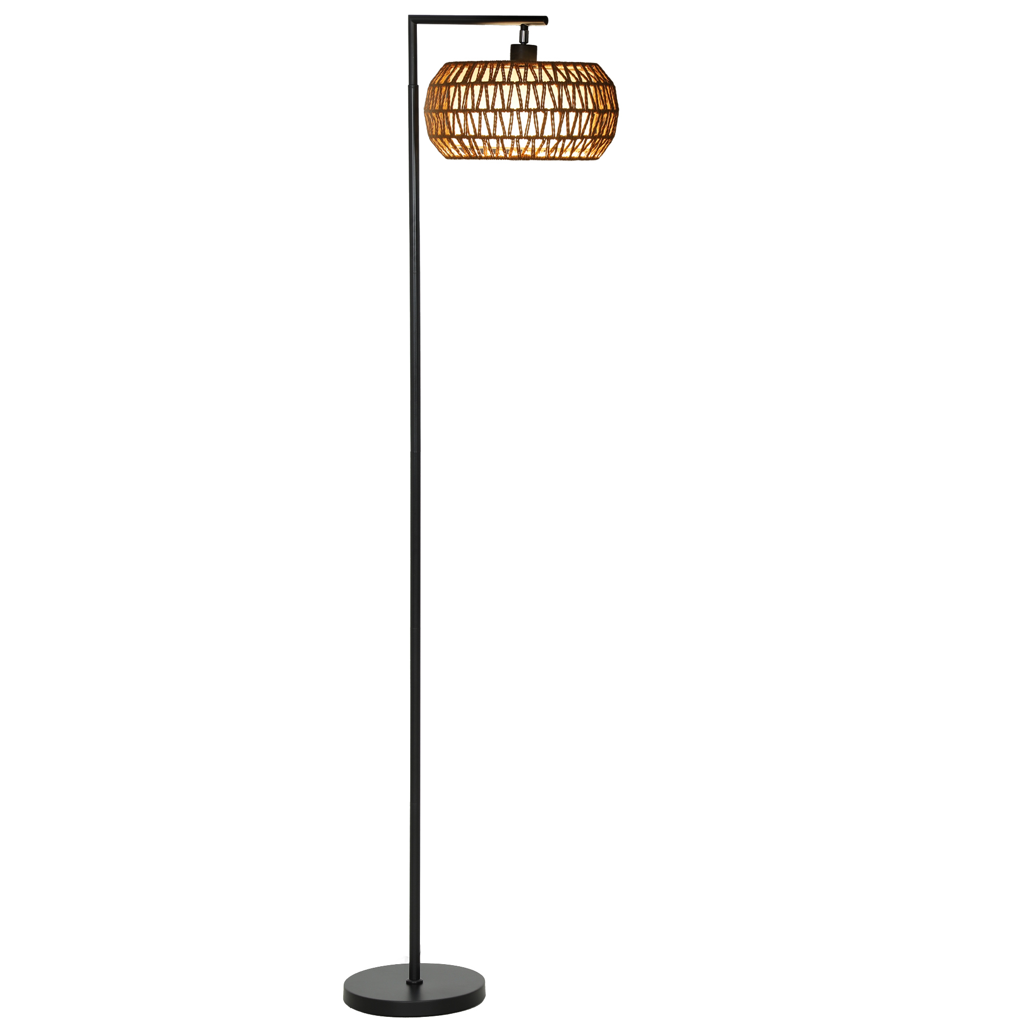 Verstellbare Stehlampe Fürs Wohnzimmer, 3-farben-dimmer, Fernbedienung, 52 X 33 X 170 Cm, Schwarz