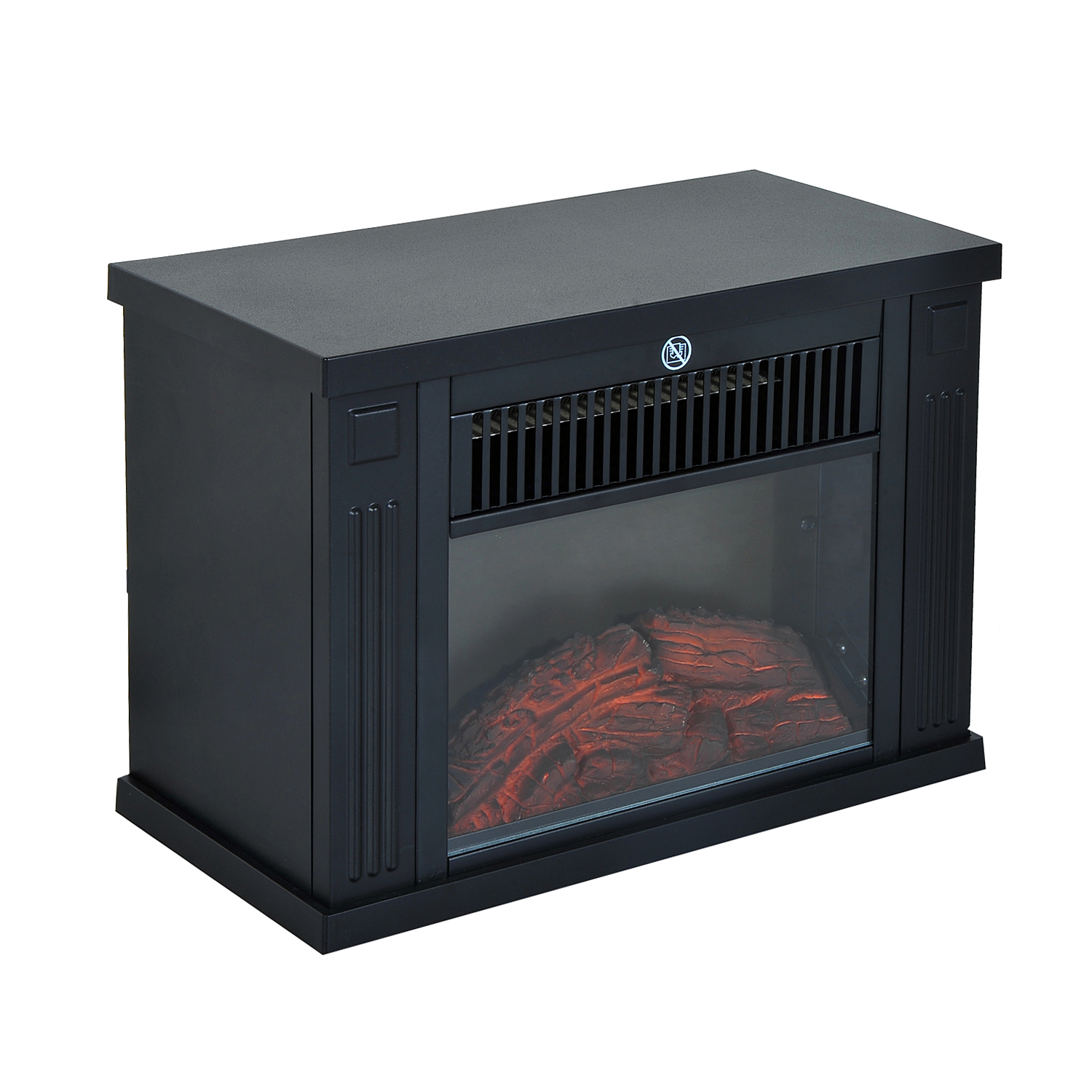 Elektrischer Tischkamin Mit Flammeneffekt, Elektrischer Standkamin, Einstellbare Leistung 600/1200 W, Einstellbare Temperatur, Abdeckung 10–15 M², Schwarz