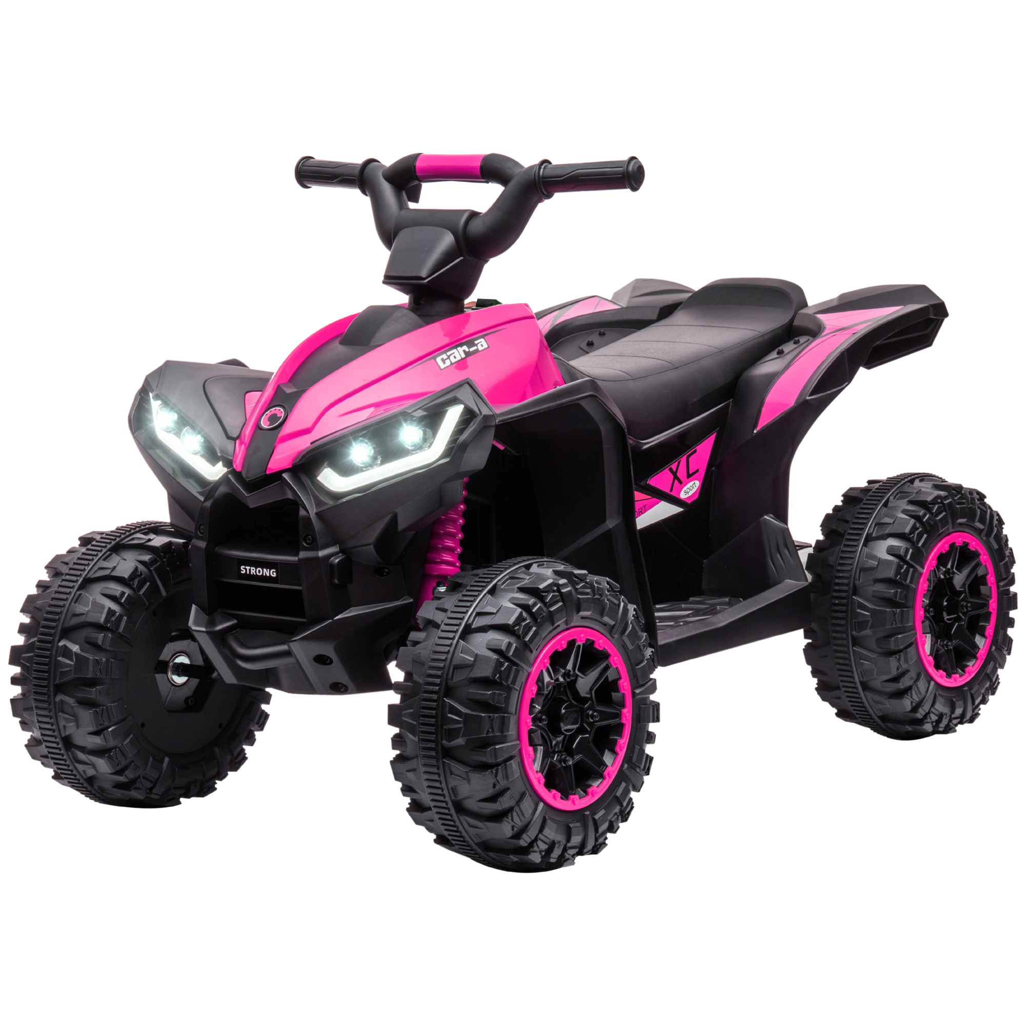 12-v-elektro-quad-buggy Für Kinder, Max. 6 Km/h, Mit Lichteffekten, Kindersitz (3–5 Jahre), Schwarz-pinke Pp-metallkonstruktion