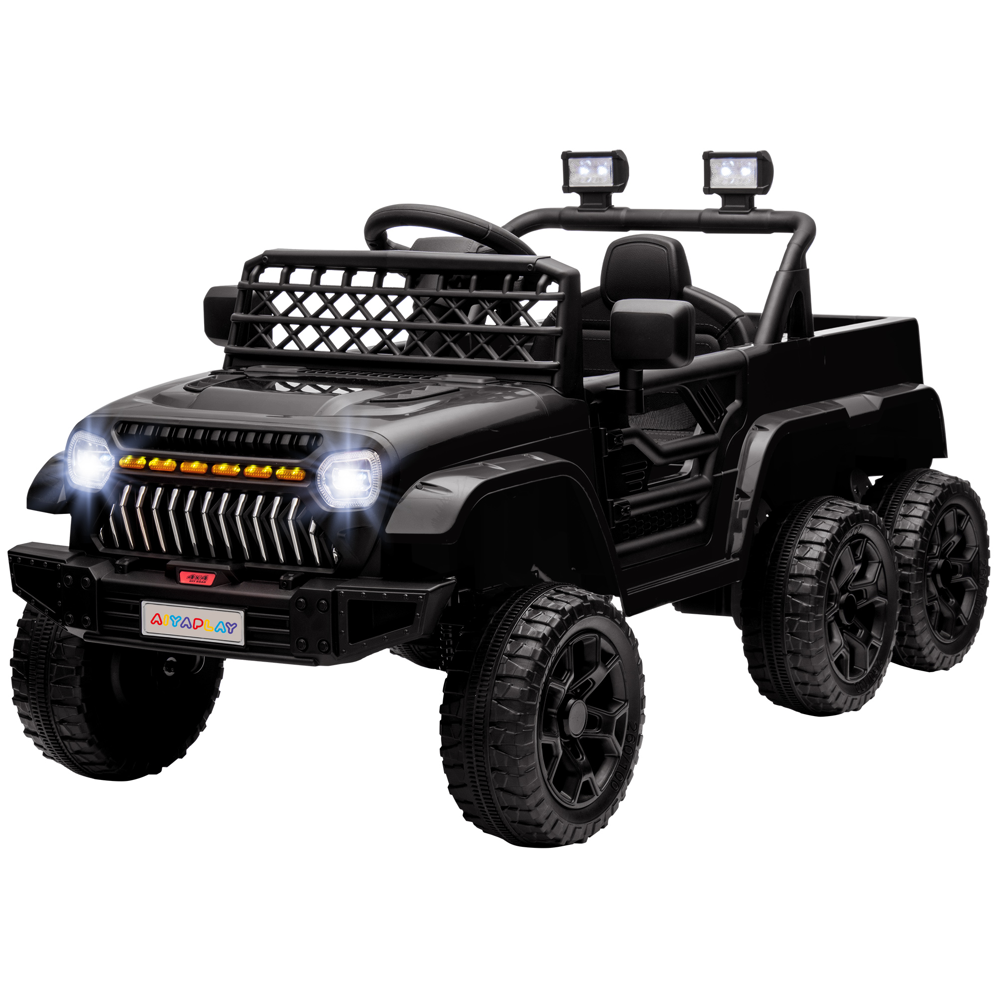 Elektrischer Buggy Für Kinder, 2 Motoren, 12 V, 3 Geschwindigkeiten, Anhänger, 122 X 62,5 X 65 Cm, Schwarz