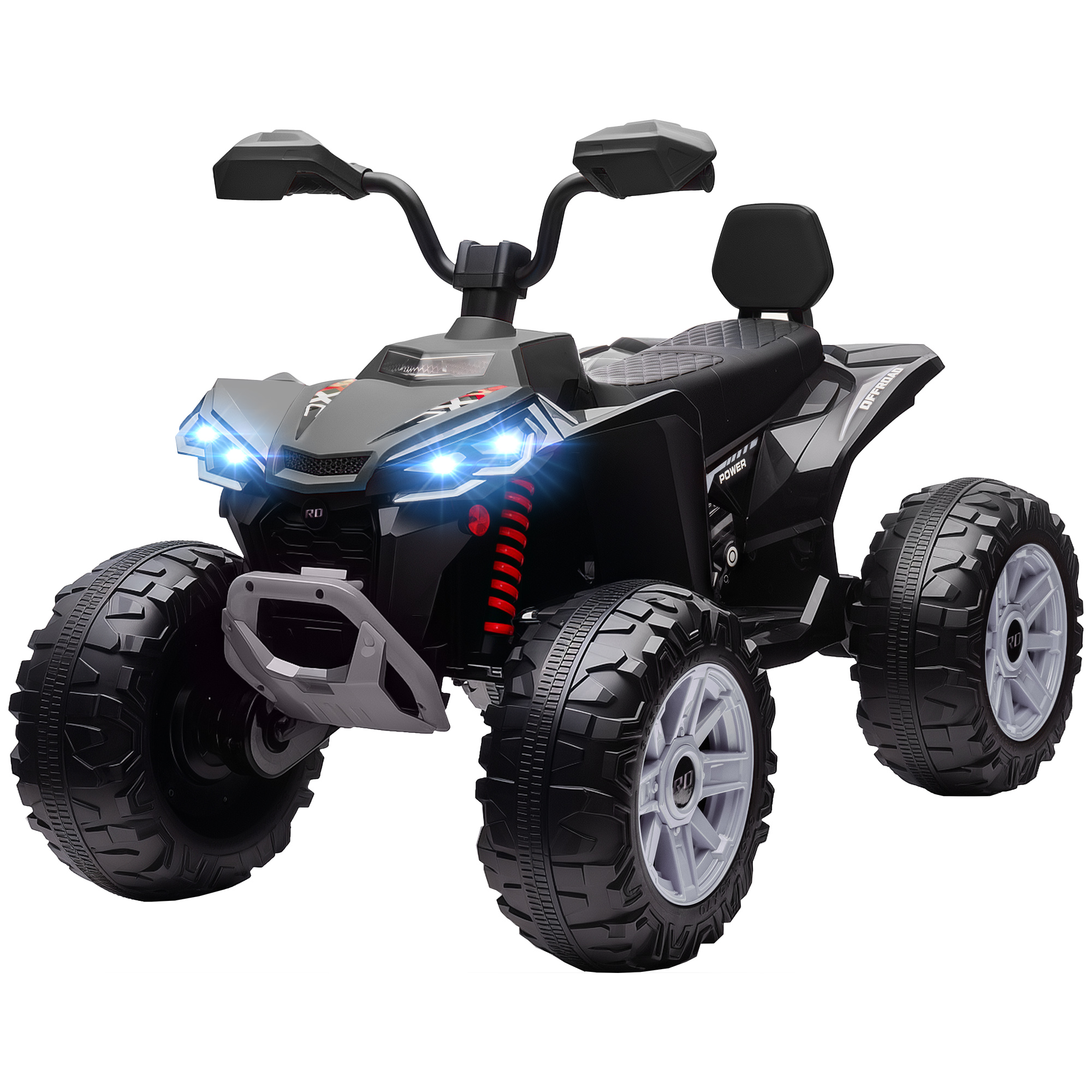 24-v-elektroquad Mit Zwei Motoren Für Kinder, Atv-quad Mit Scheinwerfern, Usb-anschluss Und Mp3-player, Schwarz, 109 X 68,5 X 76 Cm