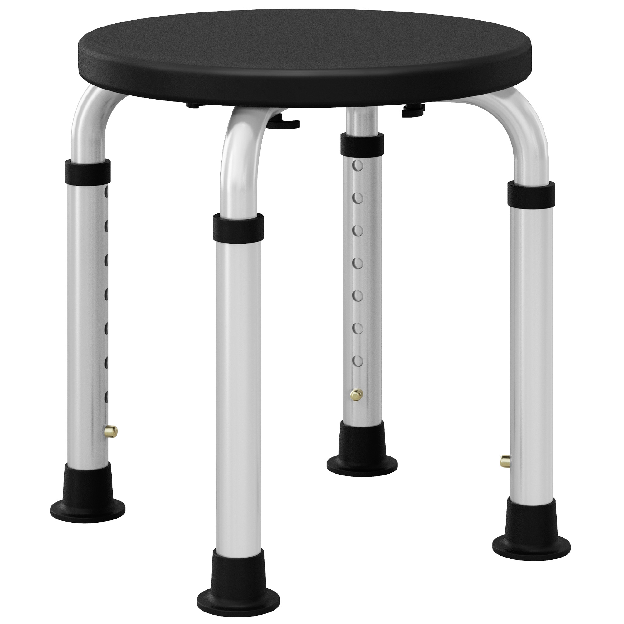 Rutschfester Duschhocker, 8-fach Höhenverstellbar, Aluminium Und Pe, 32,5 X 41 X 35,5–54 Cm, Schwarz
