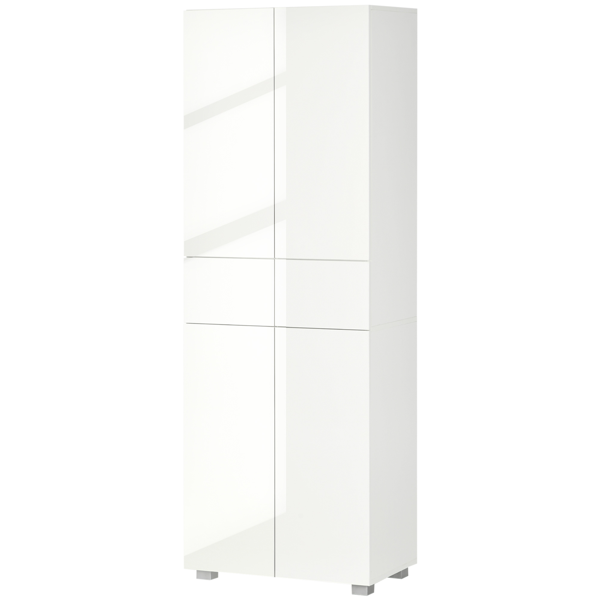 Küchenschrank Mit 4 Türen, 3 Verstellbaren Einlegeböden Und 5 Ablageebenen, Mdf Und Spanplatte, 60 X 35 X 170 Cm, Weiß