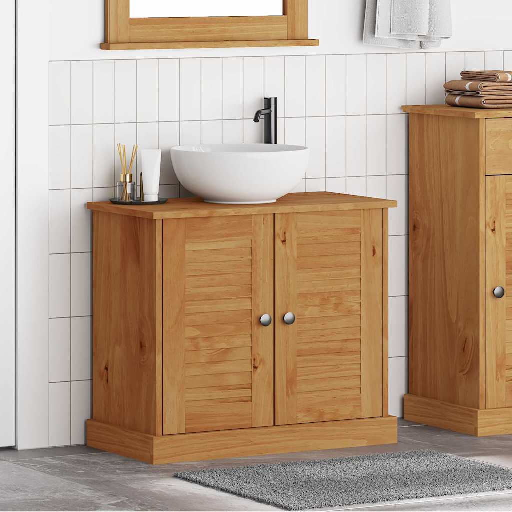 Waschbeckenunterschrank Mit Regal Vigo Braun Und Honigbraun