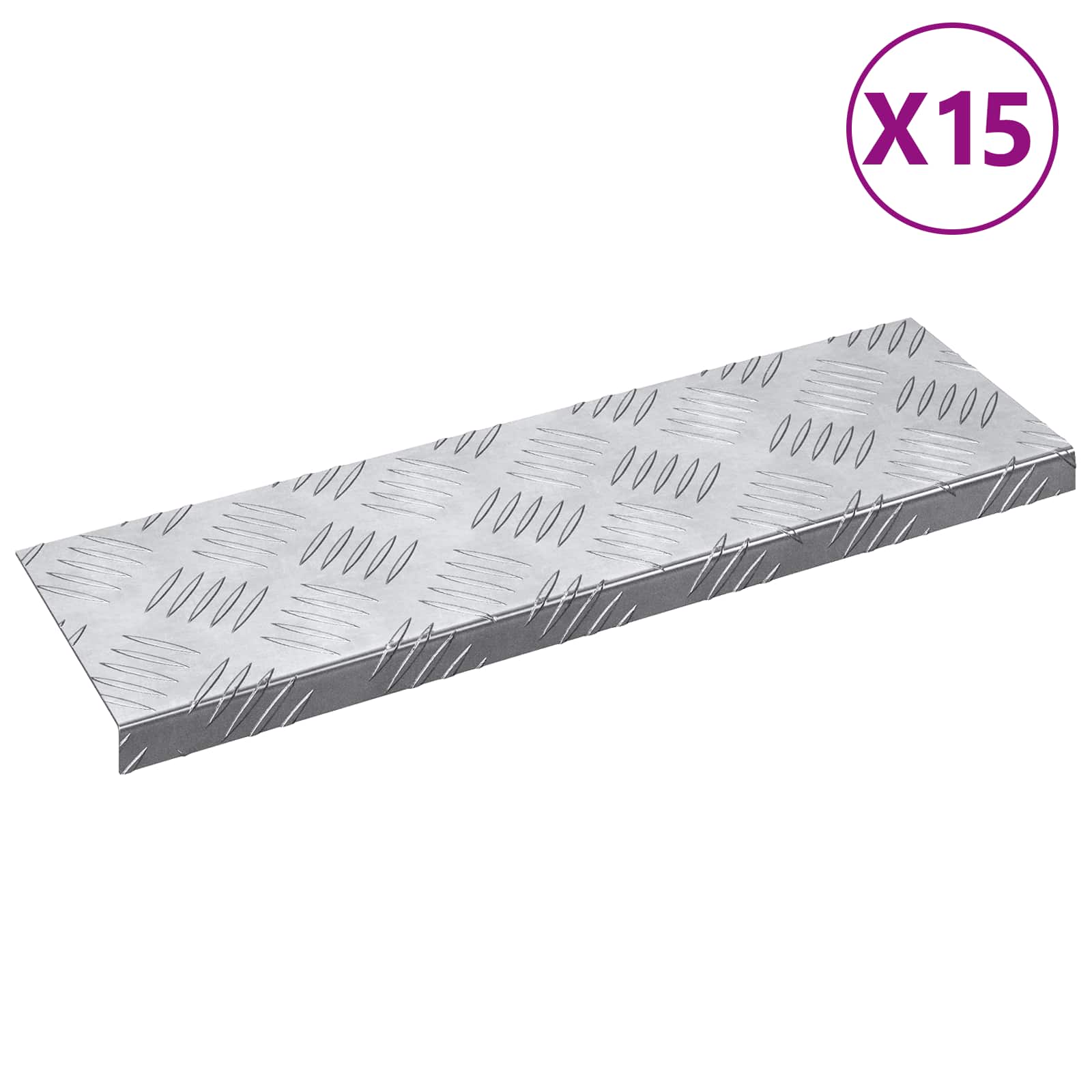 Treppe Tritt 15 Pcs Silber 60 X 18 X 2,5 Cm Aluminium