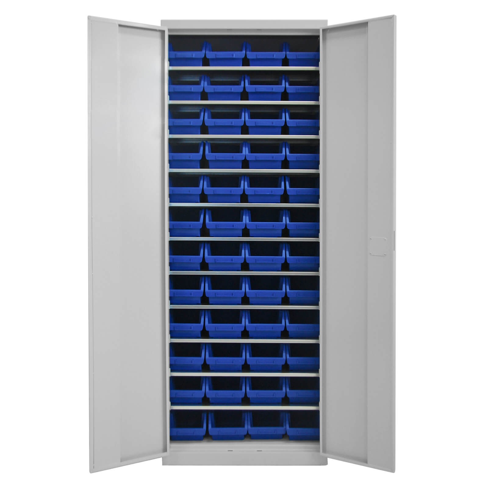 Adb - Werkzeugschrank Blau Werkstattschrank Metallschrank Mit 48 Sichtlagerkästen