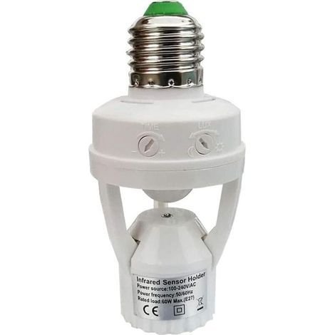 E27-fassung Mit Pir-bewegungsmelder – 360°-erfassung – Erfassungsbereich Bis Zu 6 M – Einstellbarer Timer Von 10 S Bis 5 Min – Einstellbare Dämmerungsempfindlichkeit Von 3–2000 Lux