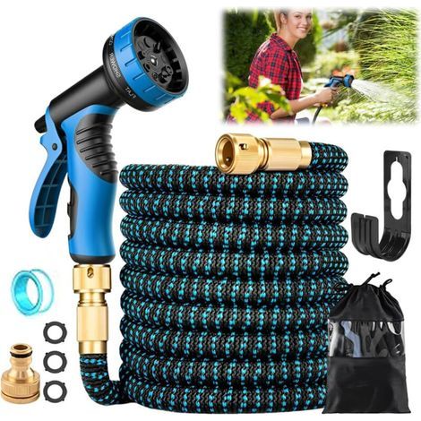 15 M Ausziehbarer Regner, Einziehbarer Regner Mit 10 Funktionen, Spritzpistole, Halterung Und Schläuche Für Gartenbewässerung, Reinigung, Gartenarbeit Und Autowäsche