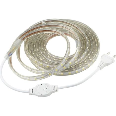 M Led-streifen (220 V) – Sehr Helle 5050-leds, Ip65 Wasserdicht – Warmweißes Licht Für Den Innenbereich – Inklusive Schalter
