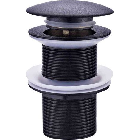Rousseau Click-clack Ablaufgarnitur Für Waschbecken, 63 Mm Durchmesser, Nf-zertifiziert, Ohne Überlauf, Für Dicke Arbeitsplatten, Schwarze Ausführung