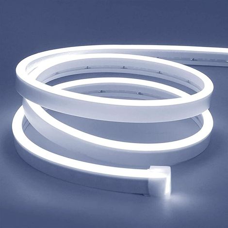 M Langer, Weißer 12-v-neon-led-streifen (6000 K) – Ip65 Wasserdicht, Flexibel – Alle 2,5 Cm Kürzbar – Für Innen- Und Außenbeleuchtung