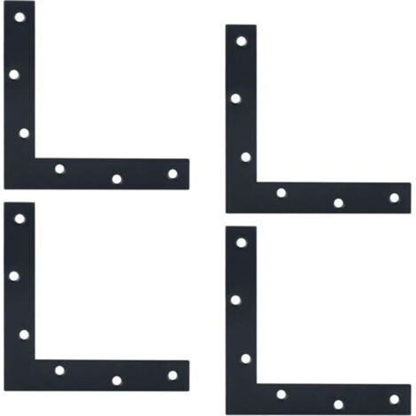L-förmiger Eckwinkel Zur Befestigung Von Stützen, Flachreparaturwinkel Mit Schrauben, Edelstahl Mattschwarz, 150 Mm X 150 Mm, 4 Stück, Ej7150lb-4p-eu
