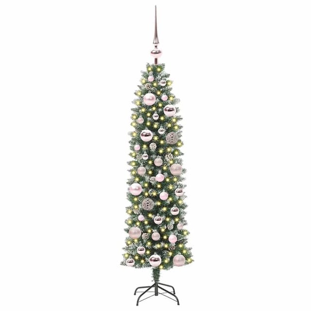 vidaXL Künstlicher Schlanker Weihnachtsbaum Grün und Weiß 120 cm 3395271