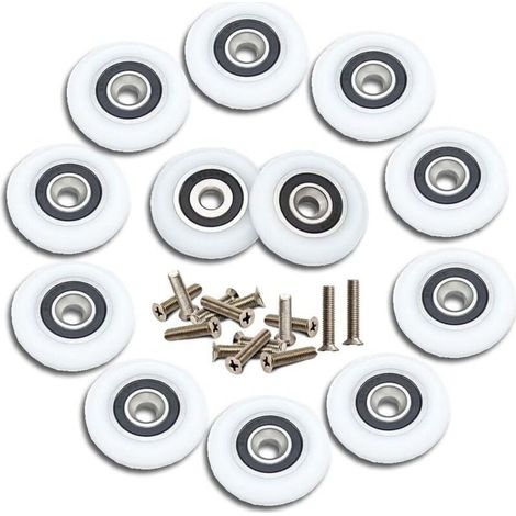 23-mm-duschschiebetürrolle – 12er-pack Rollen Mit Edelstahlschrauben – Kompatibel Mit Glastüren