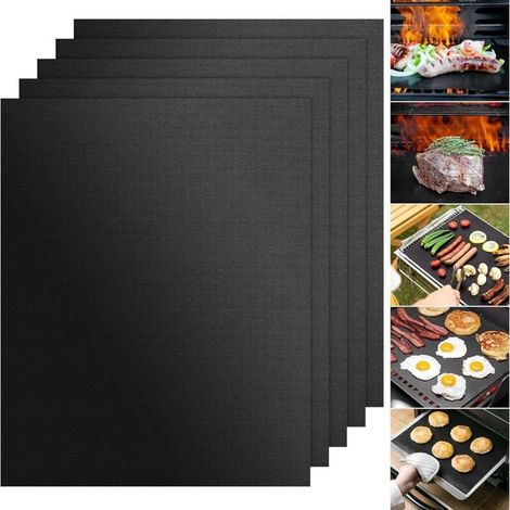 Set Mit 5 Wiederverwendbaren Grillmatten – Antihaftbeschichtet, 40 X 33 Cm – Hitzebeständig Bis 260 °c – Kompatibel Mit Allen Grills