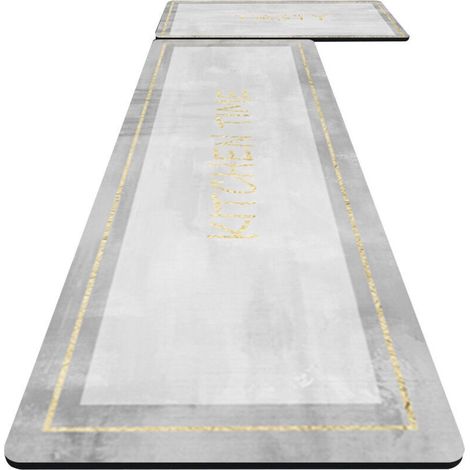 Set Mit 2 Weichen Kieselgur-küchenmatten – 45 X 70 Cm Und 45 X 120 Cm – Muster „darie“ Mit Goldrand