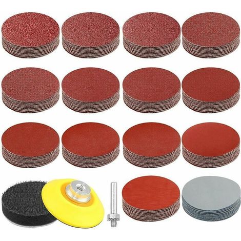 140-teiliges Set Mit Klett-schleifscheiben (50 Mm) – Verschiedene Körnungen Von 60 Bis 3000 – Aluminiumoxid Für Metall Und Holz – Inklusive Stützteller