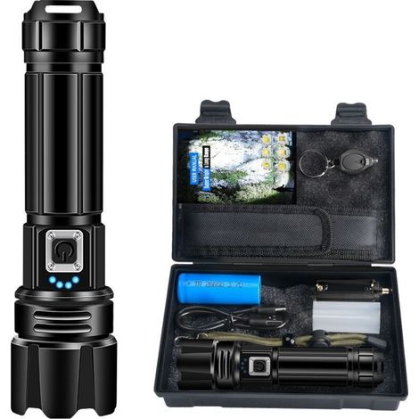 Extrem Leistungsstarke Led-taschenlampe, 1.000.000 Lumen, Wiederaufladbare Taschenlampe Mit 5000-mah-akku, 5 Modi, Ip67 Wasserdichte Taktische Taschenlampe Für Camping, Wandern, Angeln [energieklasse