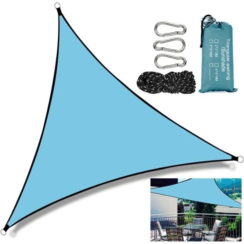 Dreieckiges Sonnensegel, 3x3x3 M, Wasserdicht, Uv-beständig, Strapazierfähig Und Atmungsaktiv, Für Garten, Terrasse, Balkon, Pool Und Camping