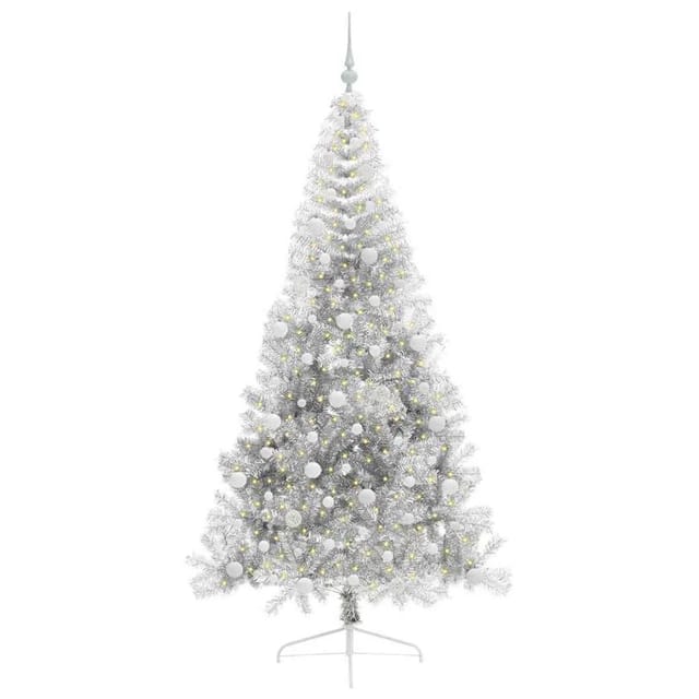 vidaXL Künstlicher Vorbeleuchteter Weihnachtsbaum Silber 210 cm 3397222
