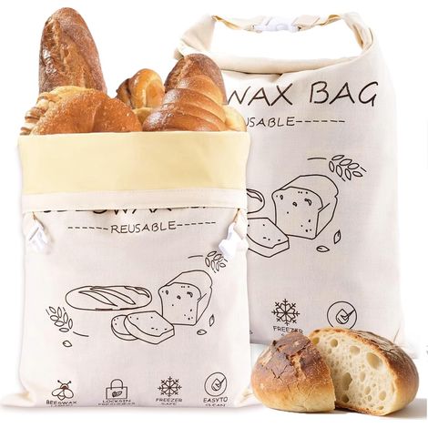 Bienenwachs-brotbeutel – Natürliches Bienenwachs Und Baumwolle – Optimale Konservierung – 2er-set, Leinen Und Bio-baumwolle
