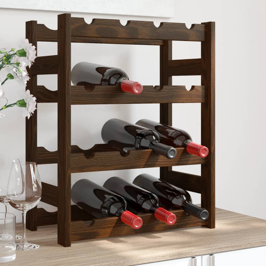 Weinregal Für 16 Flaschen Braun Massivholz Kiefer