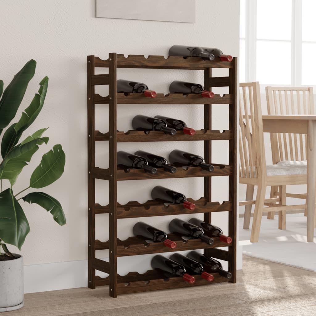 Weinregal Für 42 Flaschen Braun Massivholz Kiefer