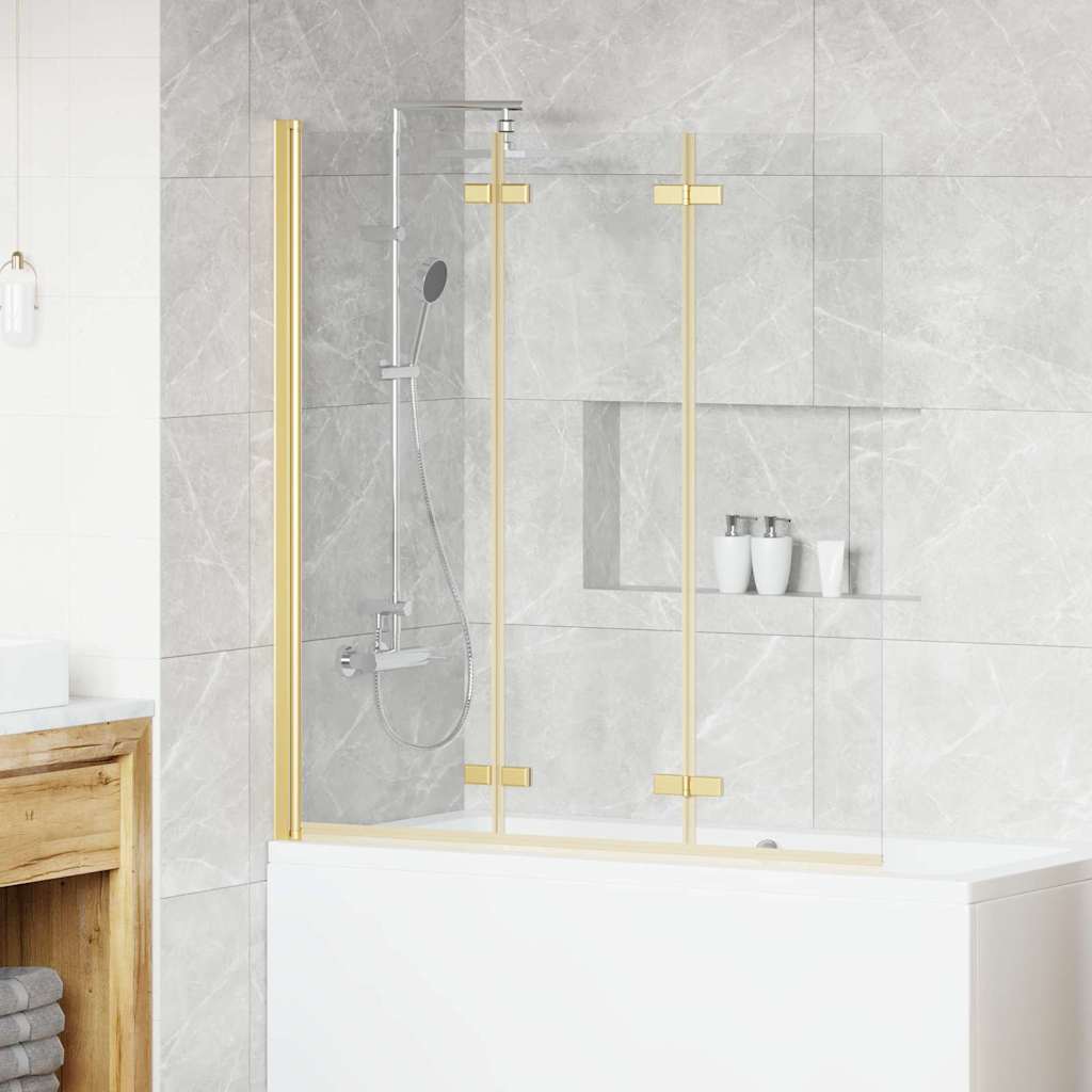 Faltbare Duschtrennwand Gold 130 X 138 Cm