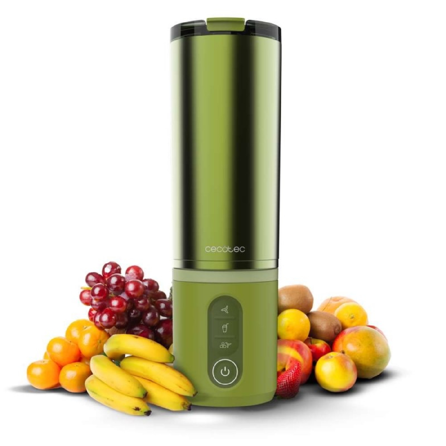 Cecotec Personal Blender Power Titanium Shake2go Olive Steel. 180 W, Bpa-freier Metallbecher 600 Ml, 3 Automatikprogramme.