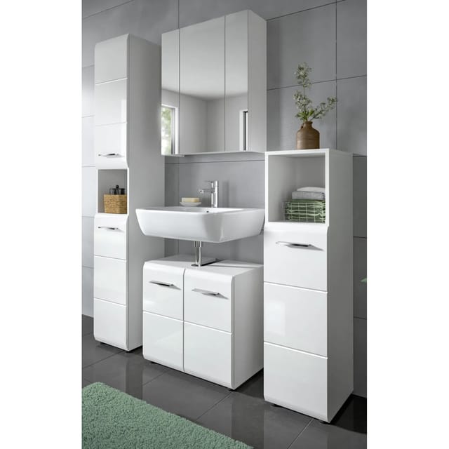 Inn.Furn Badmöbel Set in Weiß Hochglanz 4-teilig 150 cm Cover